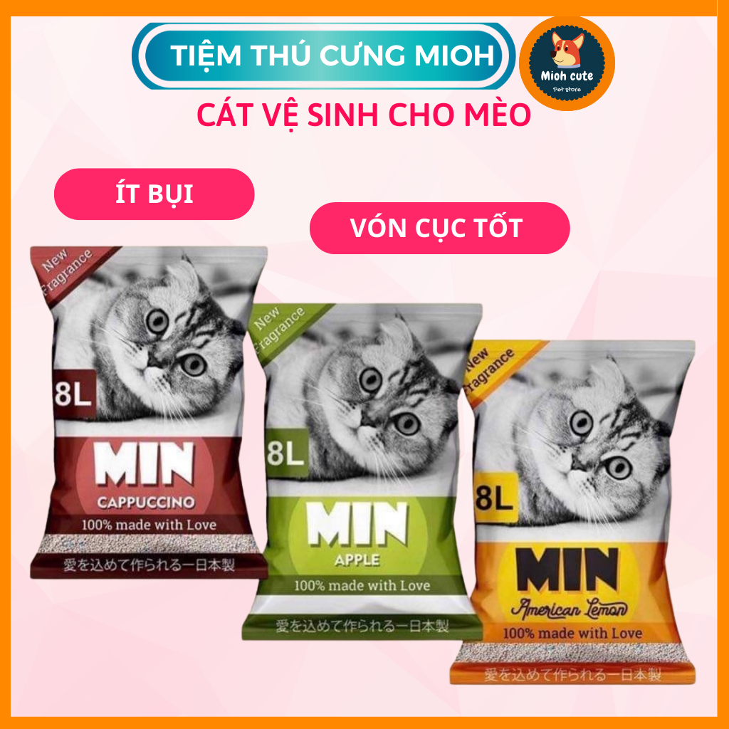 Cát vệ sinh cho mèo, cát min túi 8l
