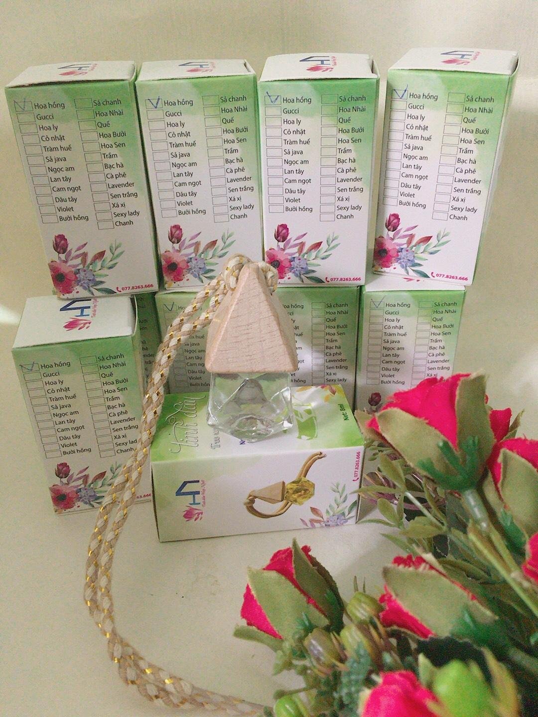 Tinh dầu treo xe, treo phòng Hương Hoa Hồng tặng 1 lọ tinh dầu 10ml