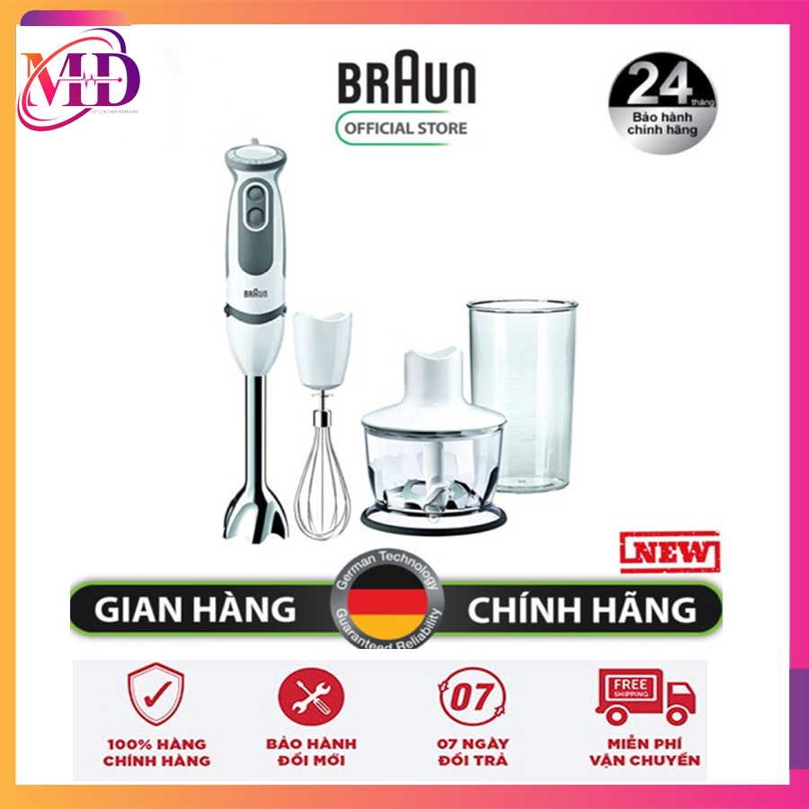 Máy xay cầm tay Braun MQ5235-Số 1 Thế Giới-100% Sản xuất Châu Âu -Đa phụ kiện -Công suất 1000W- 21 tốc độ điều chỉnh-Công nghệ Powerbell-Hàng chính hãng từ Đức, Bảo hành 24 tháng