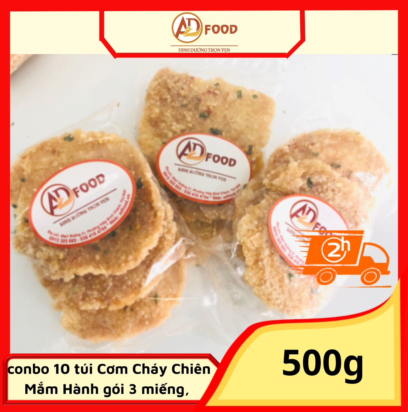Conbo 10 túi cơm cháy chiên mắm hành gói 3 miếng, siêu ngon, giòn tan