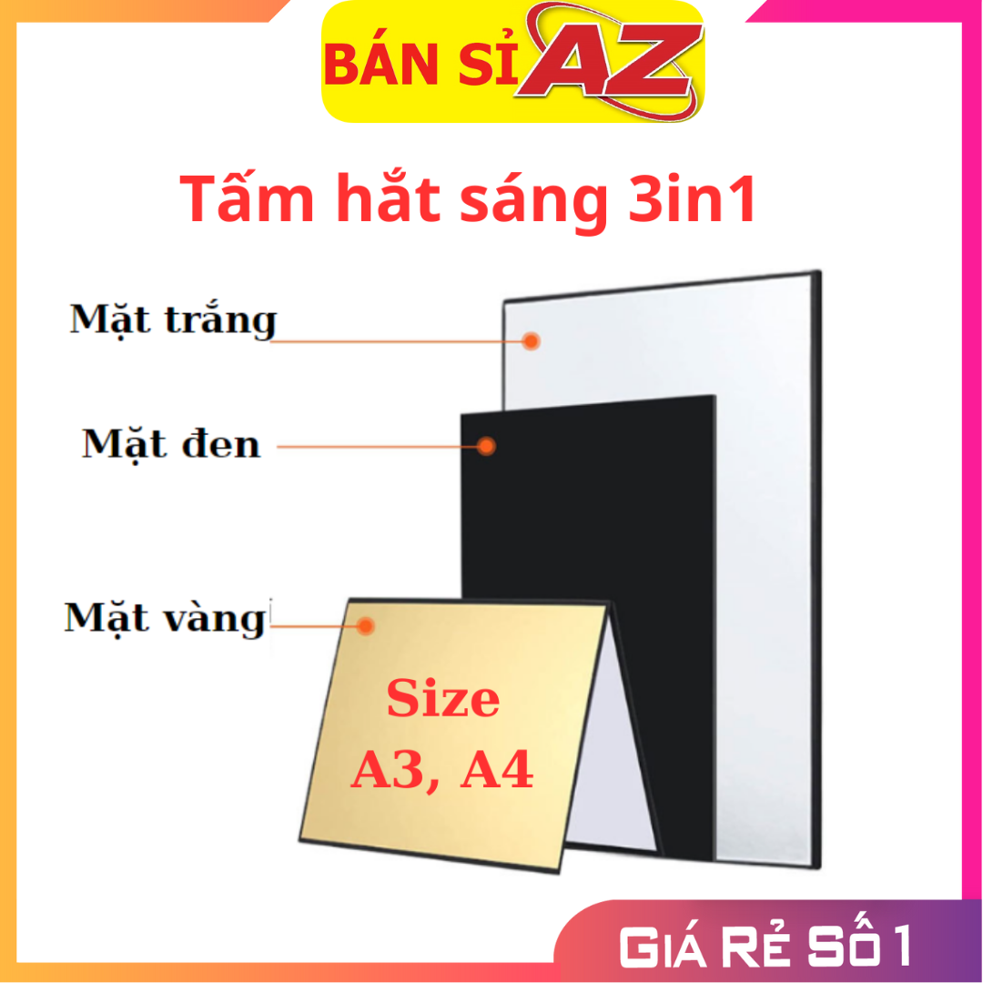 Tấm hắt sáng khổ chữ nhật a3, a4 3in1 hỗ trợ chụp ảnh, chụp sản phẩm