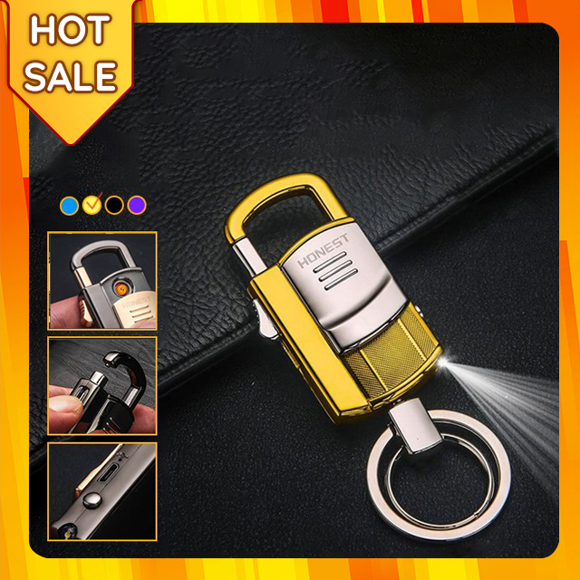 {SALE SỐC} Móc khóa xe ô tô xe máy Honest  BCK2-686, kiêm bật lửa hồng ngoại, đèn pin chiếu sáng cao cấp