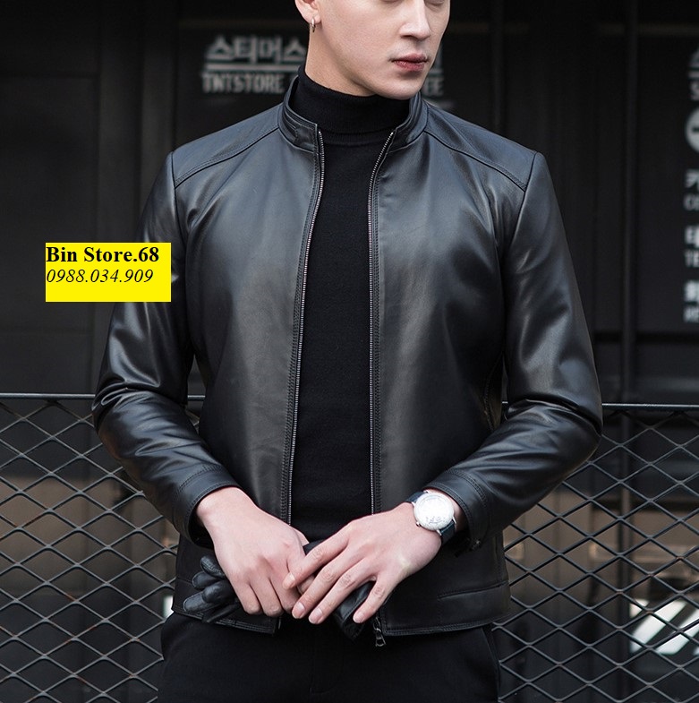 Áo khoác nam da thật, da lạc đà Ý nguyên tấm, da mềm mới 100%