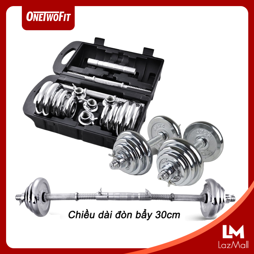 OneTwoFit tạ tập tay barbell Barbell Dumbbell  Weight 20kg +30cm Barbell bar Bộ đĩa tạ tập gym 20kg OT010