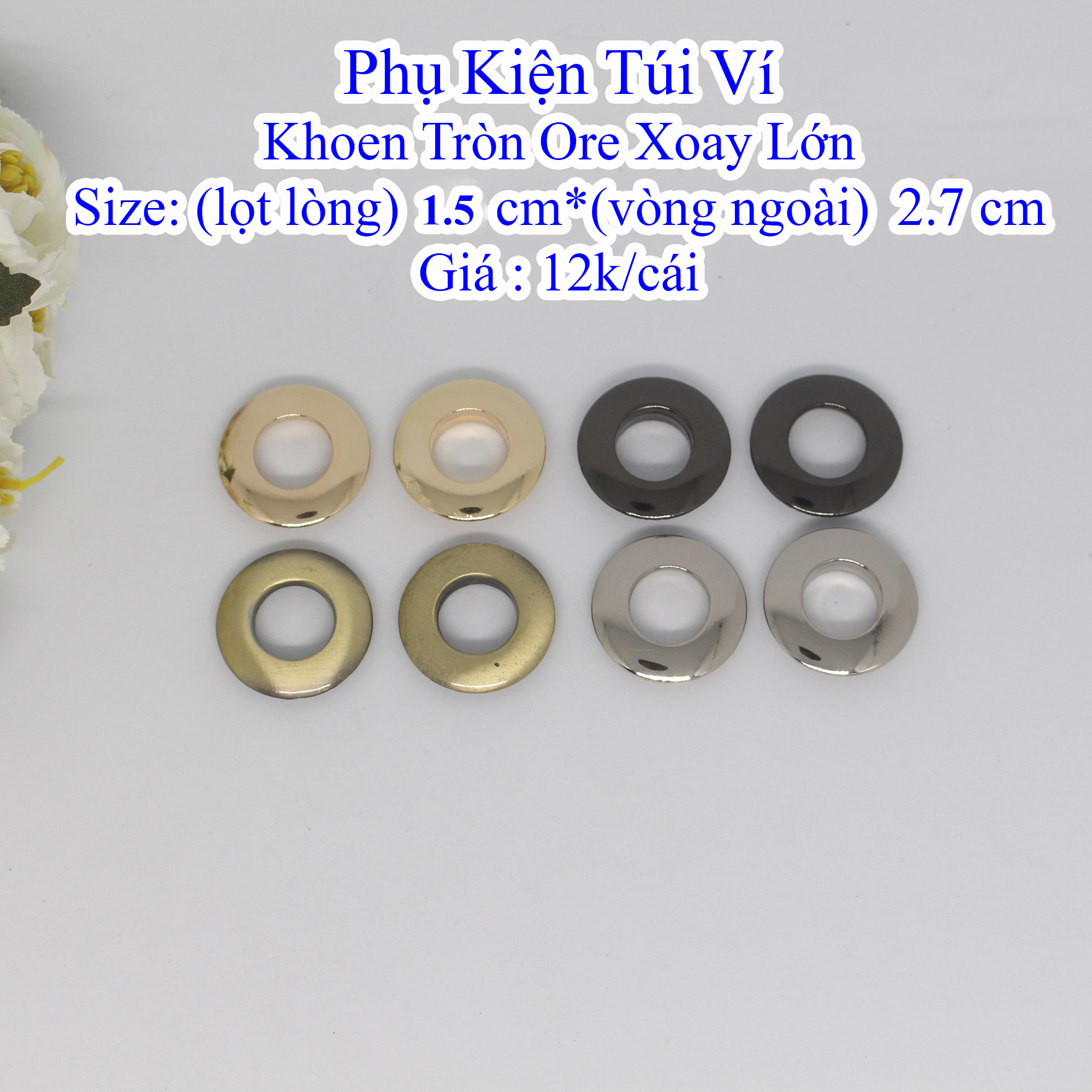 Khoen Tròn Ore Xoay lớn lọt lòng 1.5 cm (12k/cái)