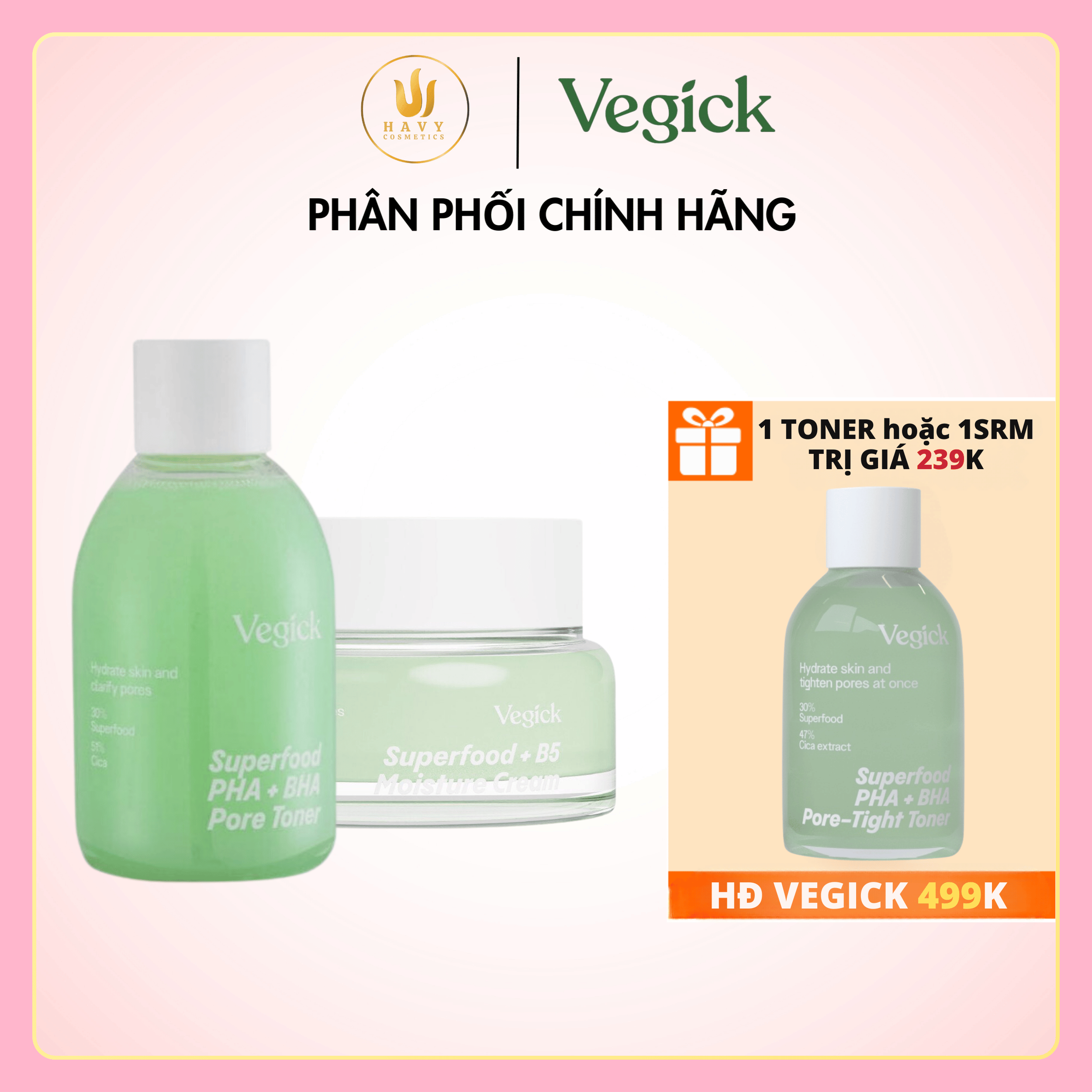 Bộ Đôi Vegick dưỡng ẩm chuyên sâu Nước Cân Bằng Thuần Chay 210ml,  Kem Dưỡng Ẩm Thuần Chay 50ml
