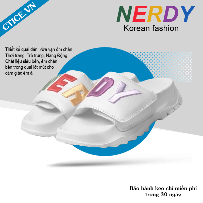 Dép NERDY quai xé cao độ đến 4cm - Dép nam nữ thời trang hàn quốc