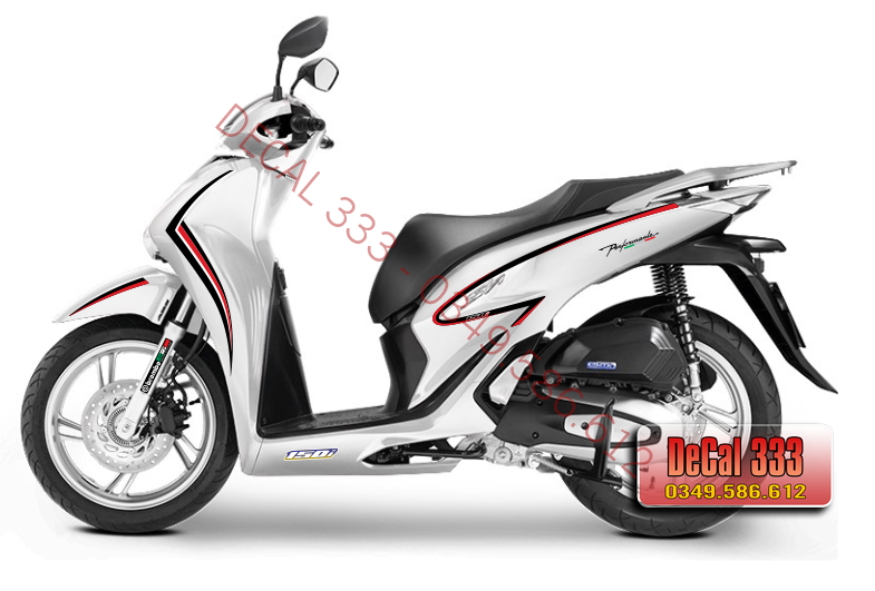 Tem Chỉ SH 2020 Chỉ ĐEN ĐỎ - dán xe trắng 916001 - TEM 3 LỚP CHỐNG PHAI MÀU