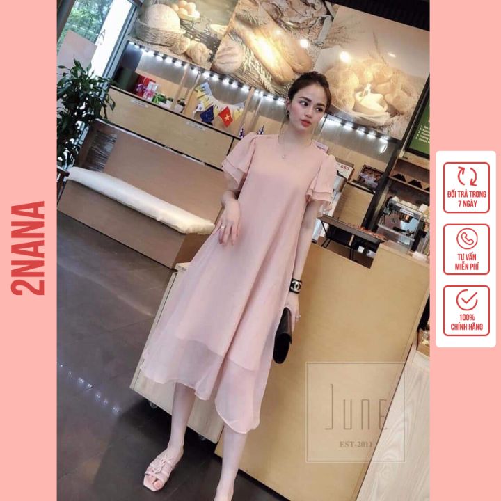 Váy bầu cao cấp chất lụa Hàn, mát mềm,💕mặc đi làm, đi tiệc, đi chơi đều được💕free size từ 43~68kg