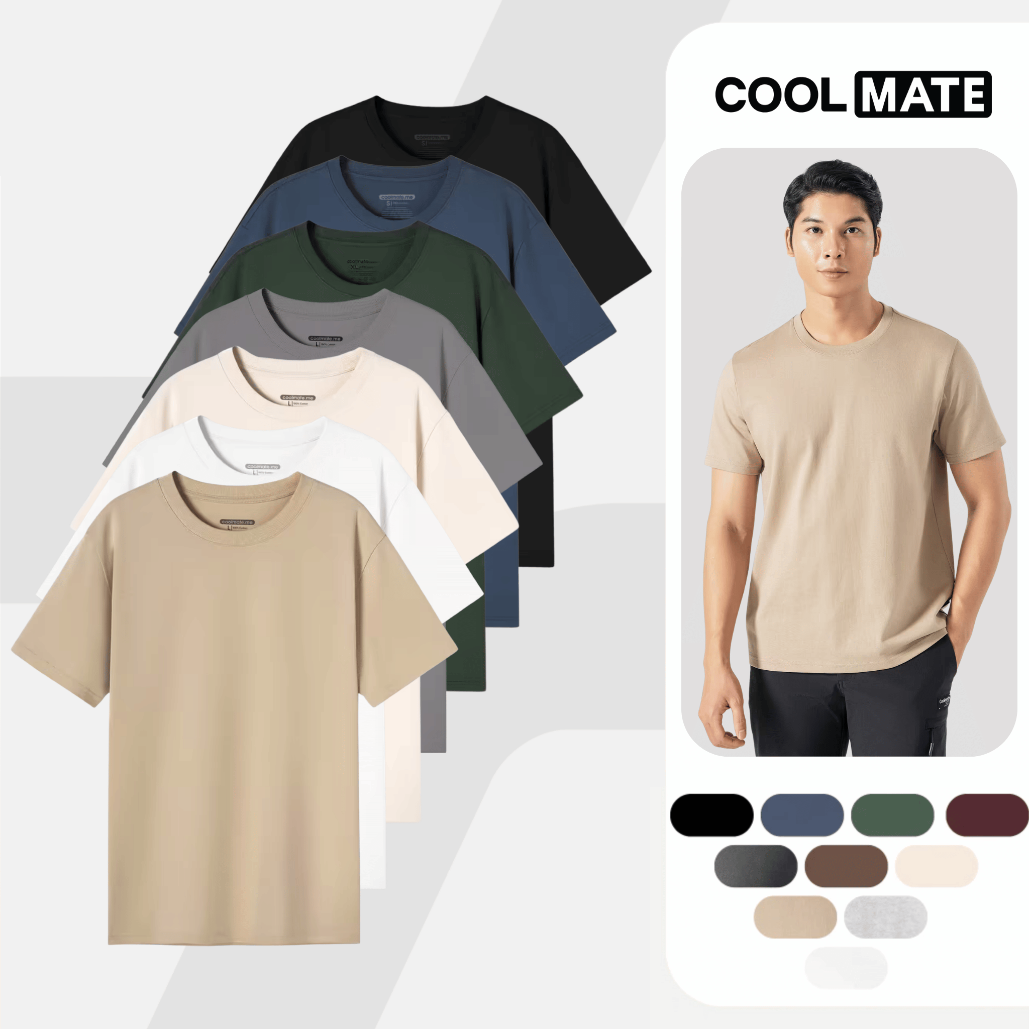 Áo thun nam basic 100% Cotton 220gsm mềm mại, dày dặn, thấm hút, thoải mái, chống xù lông - Coolmate