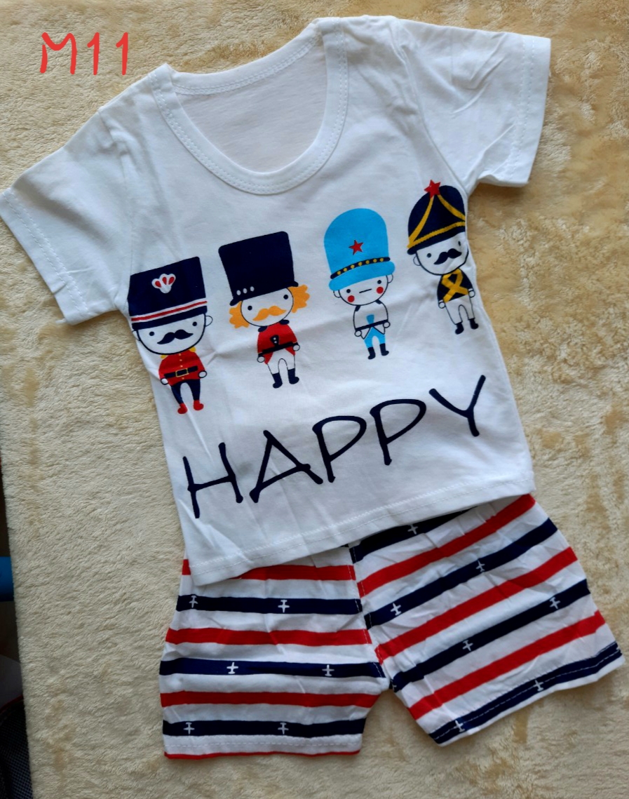 Bộ thun cotton in hình siêu cute cho bé trai và bé gái