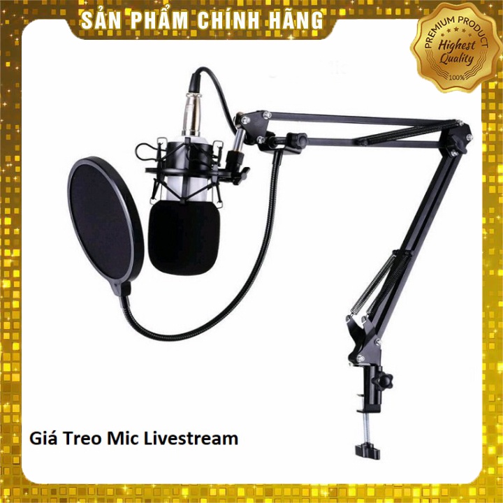 Màng lọc âm và chân kẹp mic thu âm - giá đỡ mic livestream - kẹp bàn treo mic và màng lọc