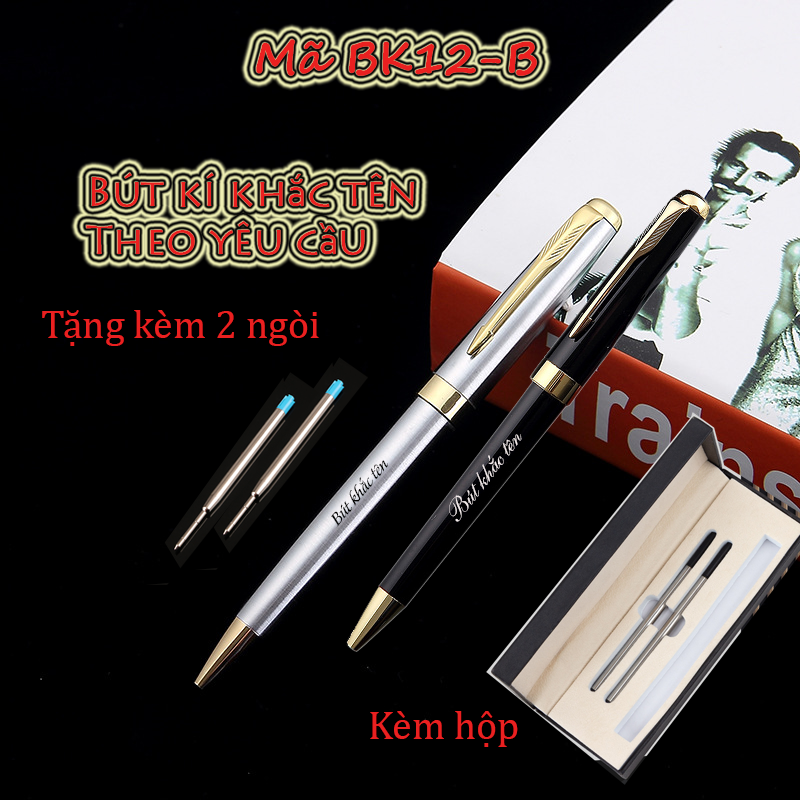 Bút bi cao cấp, ngòi bi trơn ký tên, cài ngực sang trọng - bk 12