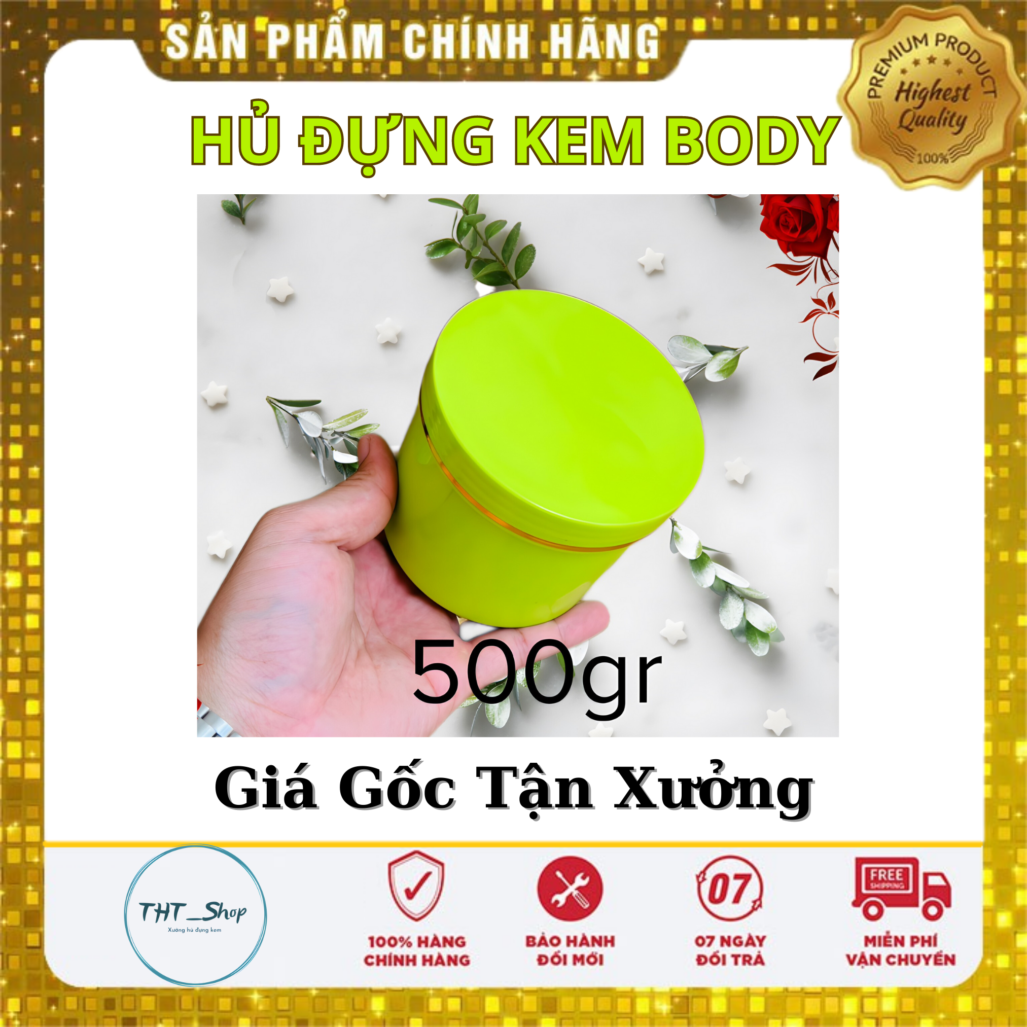 Hủ đựng kem body 500gr màu xanh bơ