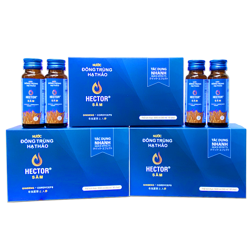 Combo 3 hộp 30chai Nước Uống Đông trùng hạ thảo HECTOR SÂM giúp Tăng sức bền, hồi phục sức khỏe