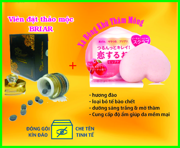 Xà phòng khử thâm mông pelican tặng viên đặt se khít âm đạo Briar làm sạch ,diệt khuản và cân bằng độ PH cô bé(che tên)