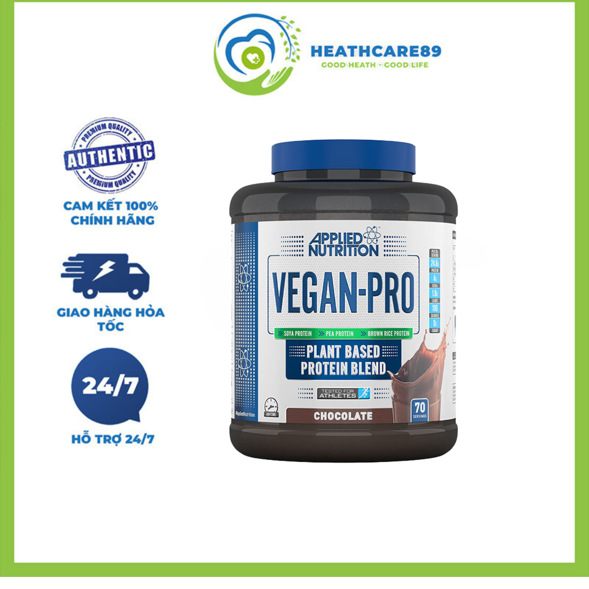 Vegan Pro Sữa Đạm Thực Vật Protein Thực Vật Không Làm Nổi Mụn Giúp Tăng C ơ Applied Vegan Pro 2.1Kg - UK