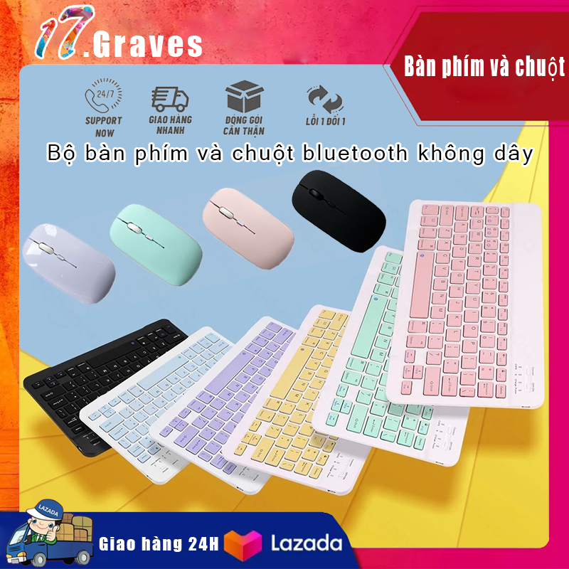 (Giao hàng ngay) Bàn phím bluetooth không dây mini HP 10 inch / chuột không dây cho điện thoại di động và máy tính bảng, các màu có sẵn