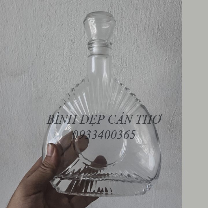 Block 2 chai tam giác 500ml chai rượu chai thủy tinh keo rượu