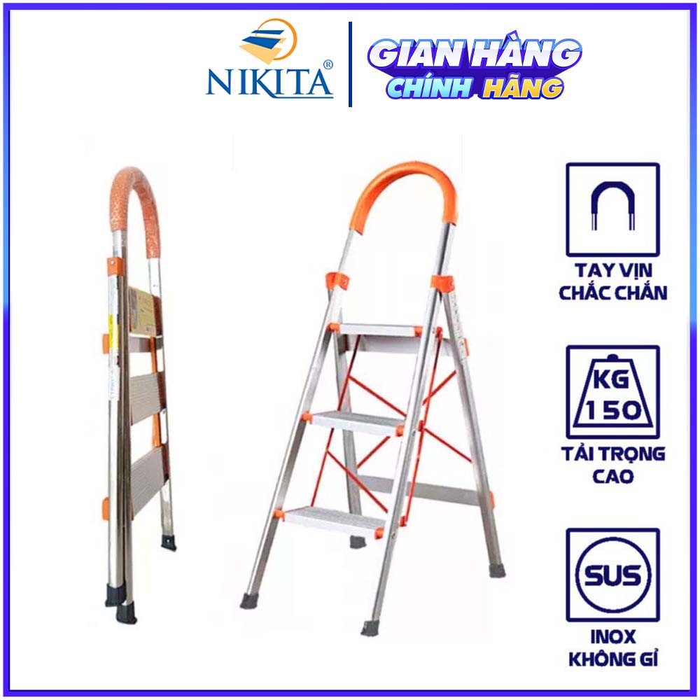 Thang ghế inox gia đình 3 bậc - 1.25m