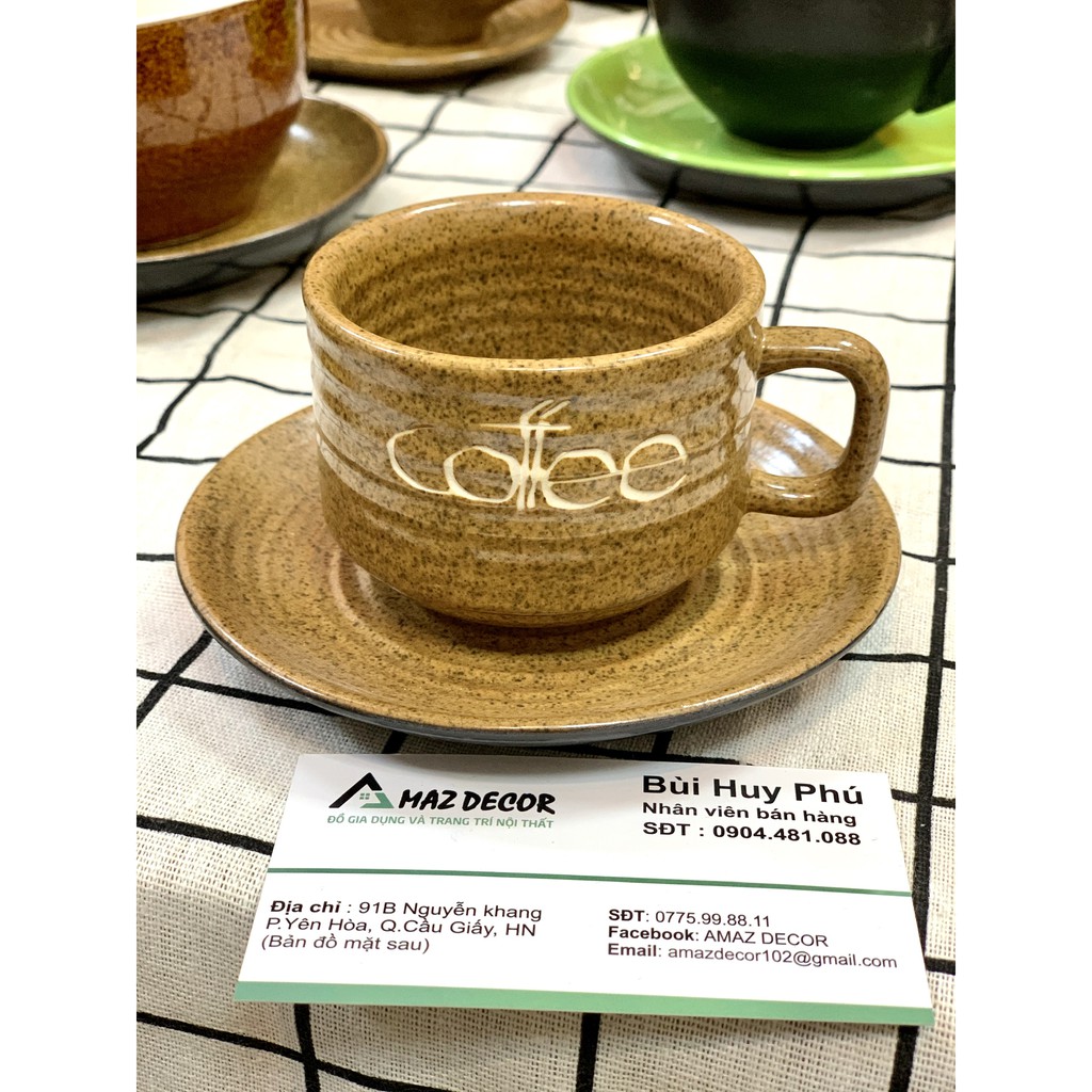 [Sỉ] Bộ Ly Tách Sứ Uống Cafe Cà Phê Vuông Nâu Nóng Gốm Bát Tràng Đẹp Cao Cấp Giá Rẻ 70ml