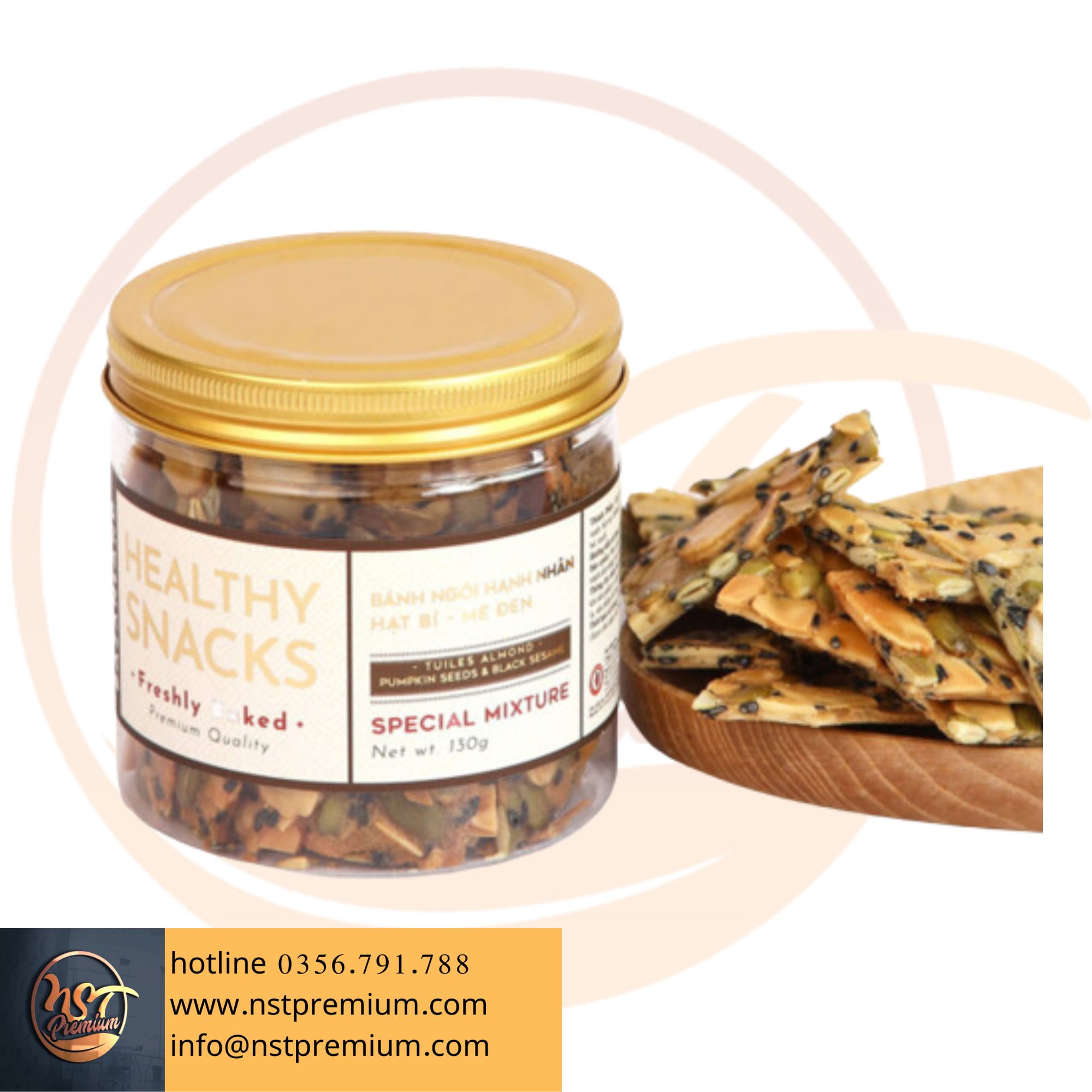 Bánh ngói hạnh nhân – hạt bí – mè đen 130g