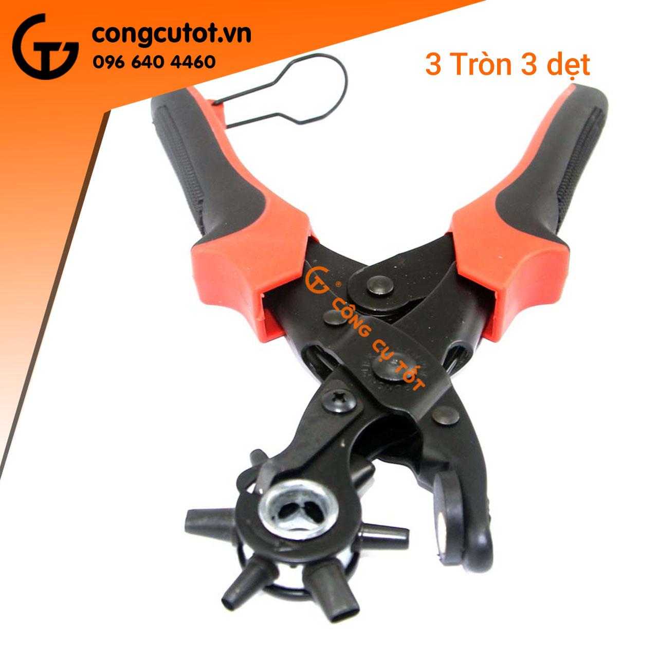 Kìm bấm lỗ thắt lưng, bấm lỗ da 3 tròn 3 dẹt