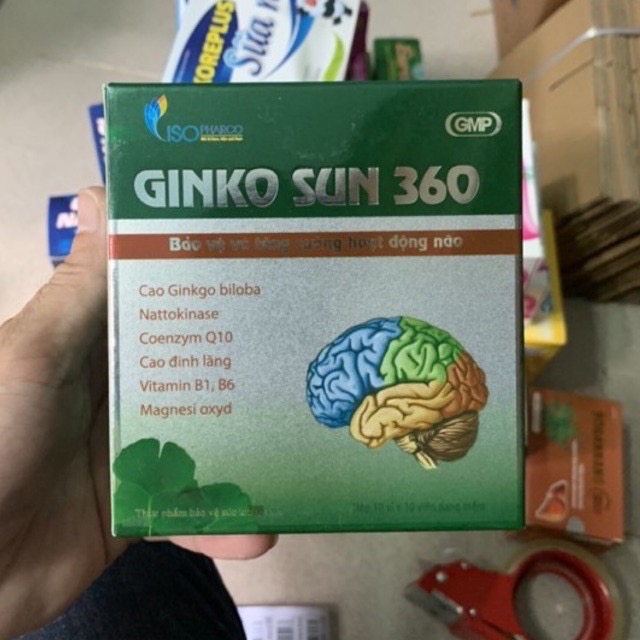 Ginko sun 360 - bảo vệ và tăng cường hoạt động não hộp 100 viên, sản phẩm có nguồn gốc xuất xứ rõ ràng, đảm bảo chất lượng, dễ dàng sử dụng