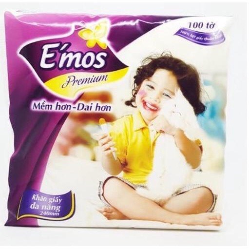 Combo 5 bich khăn giấy vuông emos loại 1 cao cấp 100 tờ date mới