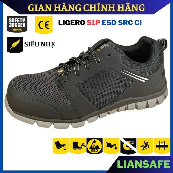 Giày bảo hộ lao động nam đẹp siêu nhẹ cao cấp Safety Jogger Ligero S1P kiểu dáng thể thao thời trang - Chống đinh - Chống trơn trượt - thoáng khí - đi làm công trường, công trình, cơ khí, kỹ thuật, đi phượt