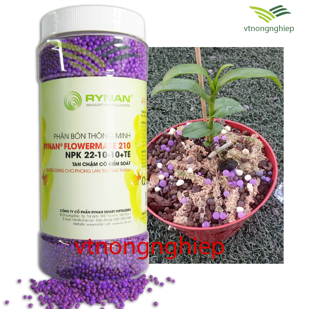 Phân bón rynan-210, lọ 1250, npk 22-10-10+te, rynan flowermate 210, chuyên dùng cho hoa lan trưởng thành