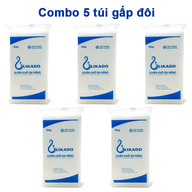 Giấy khô đa năng Likado chính hãng Baby-S Combo 5 khăn vải khô đa năng mềm mịn không mùi an toàn (270 tờ) – SKH007
