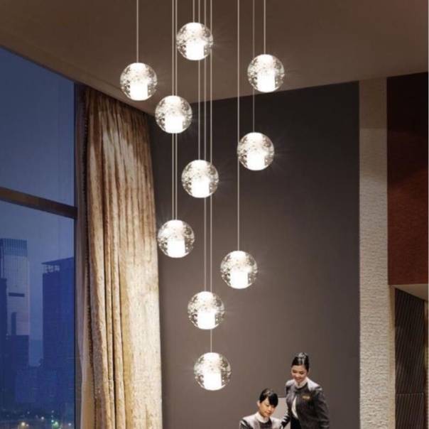 Đèn thả thông tầng HIZOA 10 bóng pha lê thủy tinh cao cấp - kèm bóng LED [ẢNH VIDEO THẬT 100%].