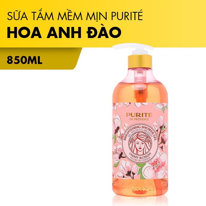 [HCM]Sữa Tắm Purite De Prôvence Cherry Blossom - 850ml(tặng chai 250ml)