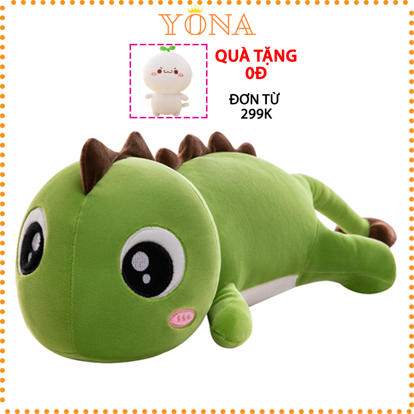 Gấu bông cute ôm ngủ khổng lồ khủng long nhiều màu và đa dạng size, thú nhồi bông dễ thương cho bé, thích hợp làm quà tặng bạn bè, người thân Yona