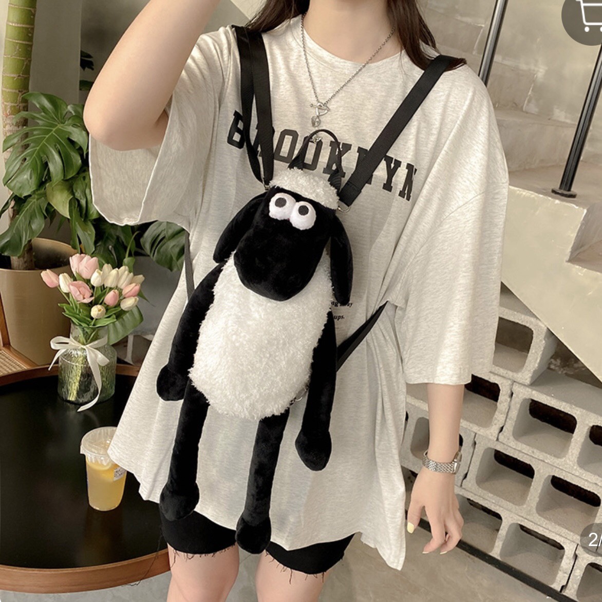 Balo Gấu Bông Hình Con Cừu Hoạt Hình Đáng Yêu - Túi Đeo Con Cừu Xinh Xắn