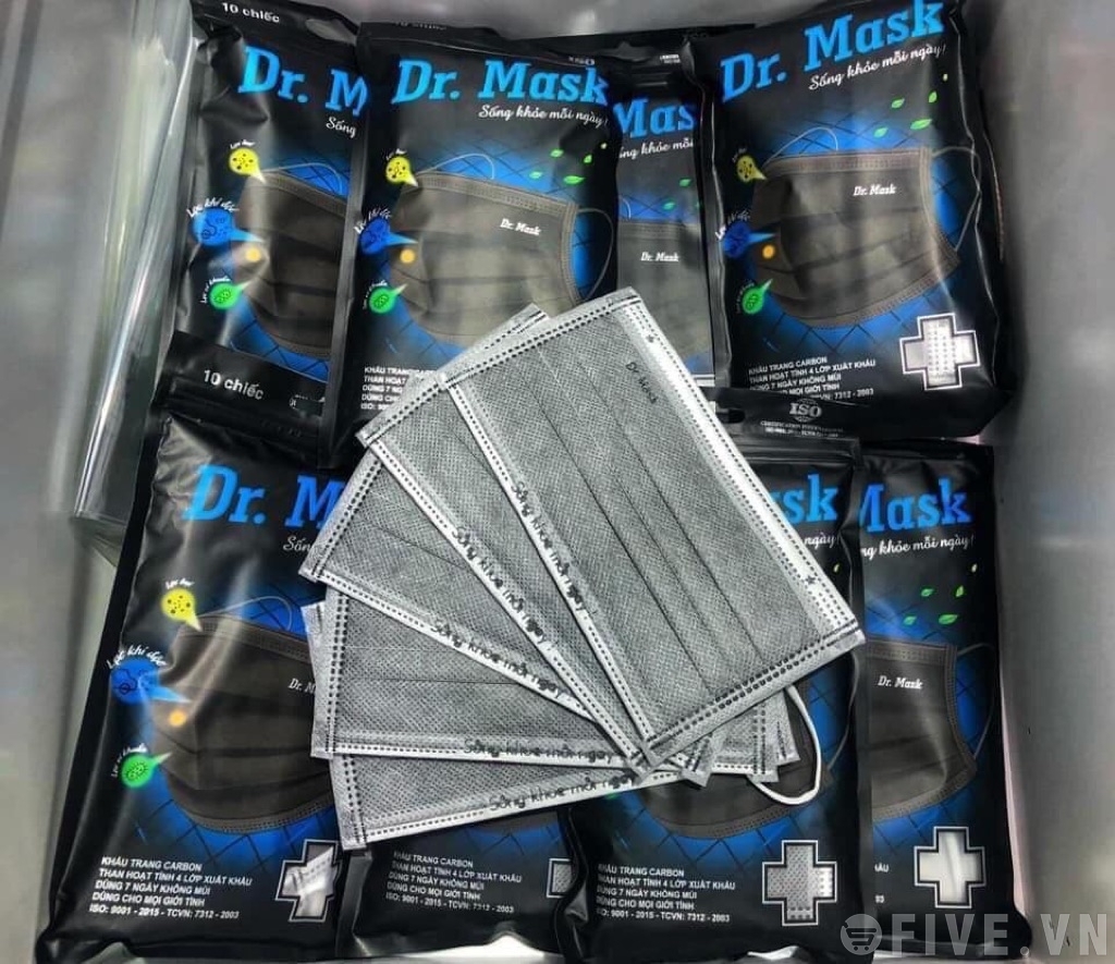 Ffp2 dr.mask kháng khuẩn - combo 10 chiếc 4 lớp than hoạt tính kháng khuẩn