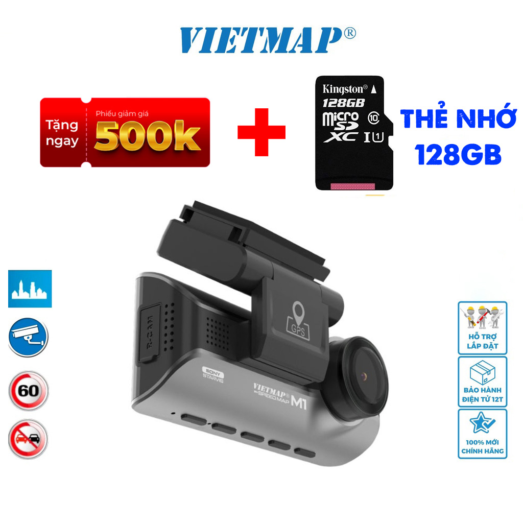 Camera Hành Trình VIETMAP SpeedMap M1 Cảnh Báo Giao Thông Bằng Hình Ảnh và Giọng Nói Ghi Hình Trước Sau