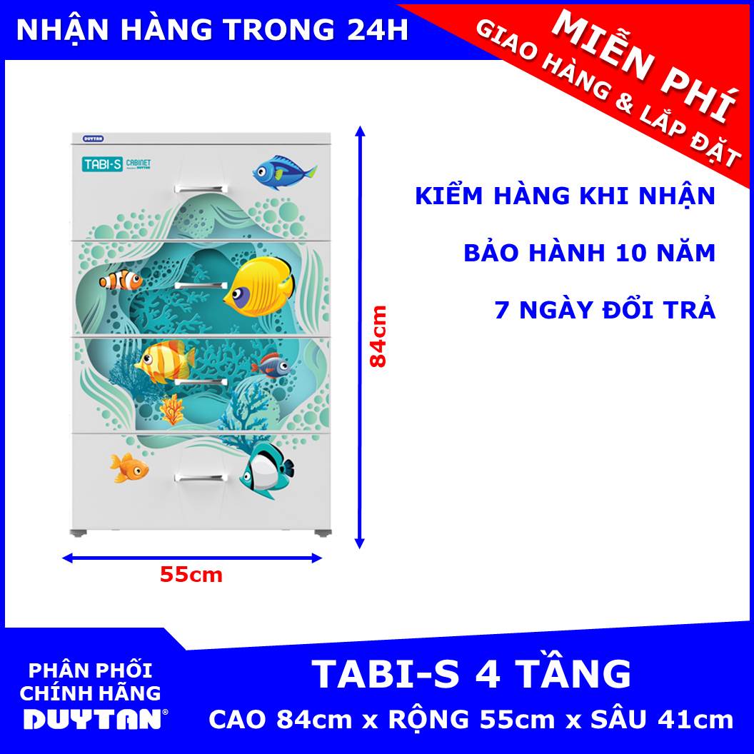 Tủ nhựa duy tân tabi-s 4 tầng - họa tiết ngẫu nhiên