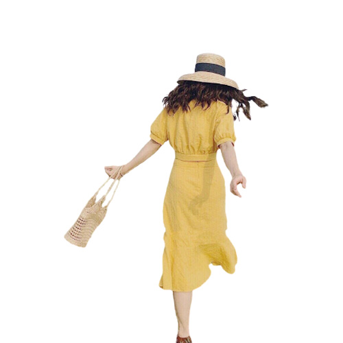 [HCM]Đầm nữ xòe phối nút áo rời tay ngắn thời trang mới Đ105