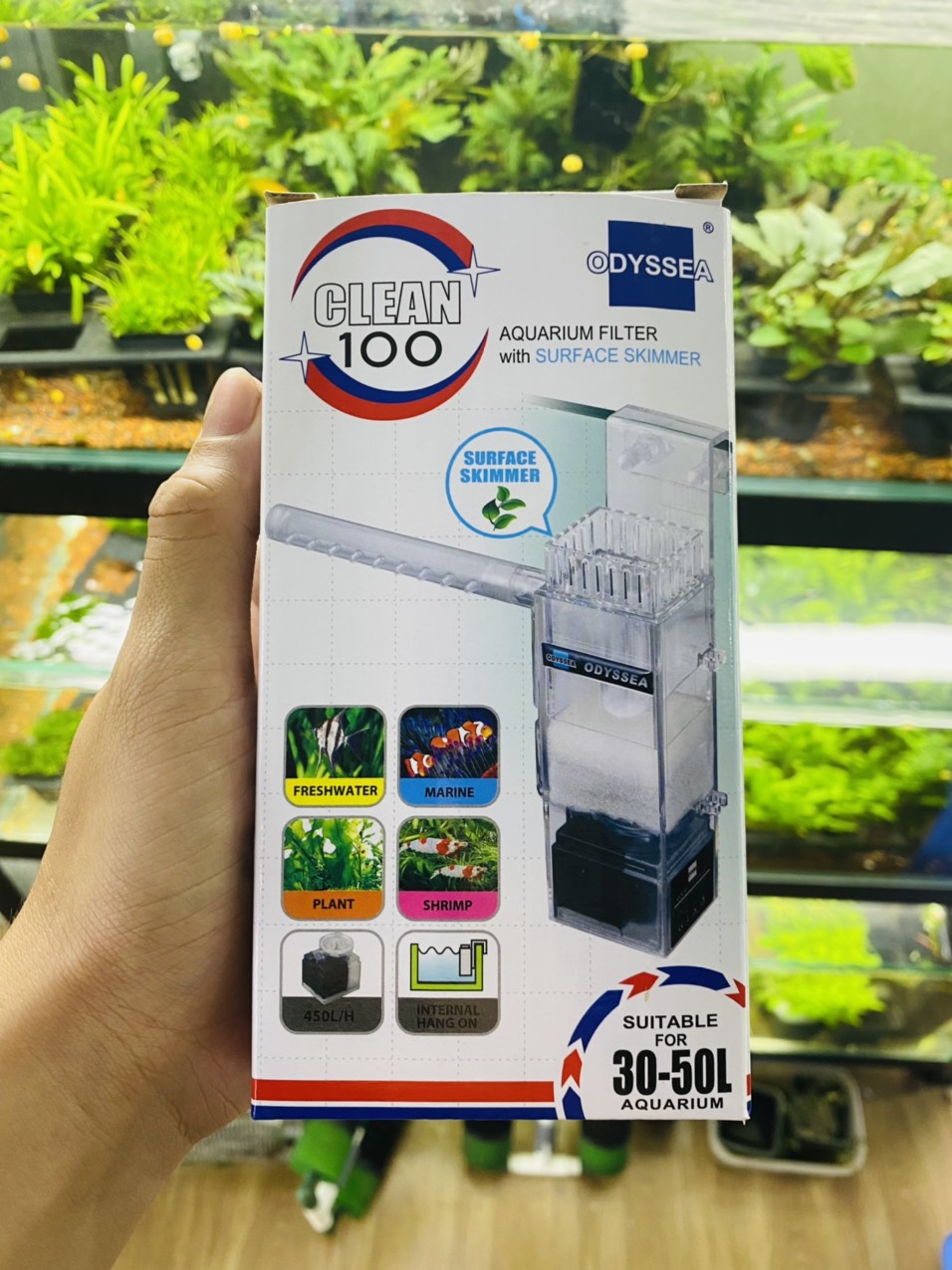 Lọc Váng ODYSSEA CLEAN 100 | Lọc Váng Mặt Nước Tích Hợp Phun Tia Cho Bể Cá Cảnh Thuỷ Sinh (Ảnh thật)