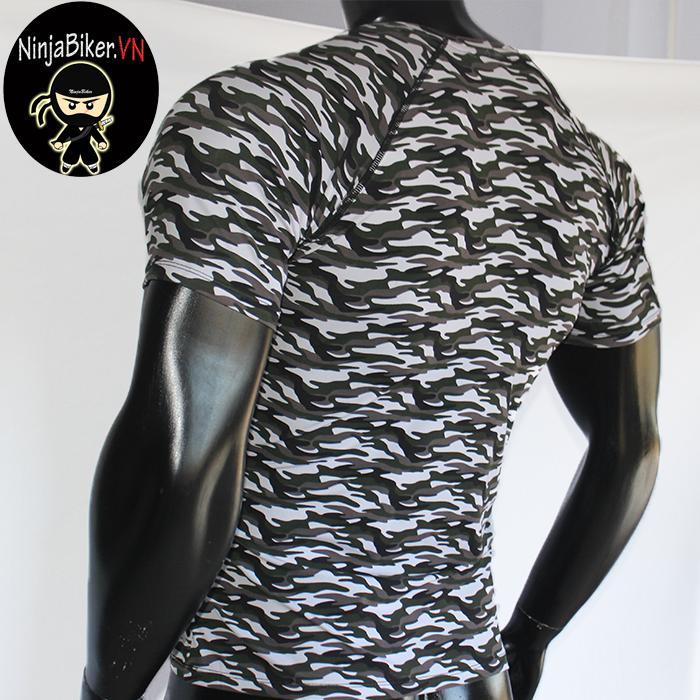 Áo thun nam ngắn tay rằn ri ( rằn ri xám đen)