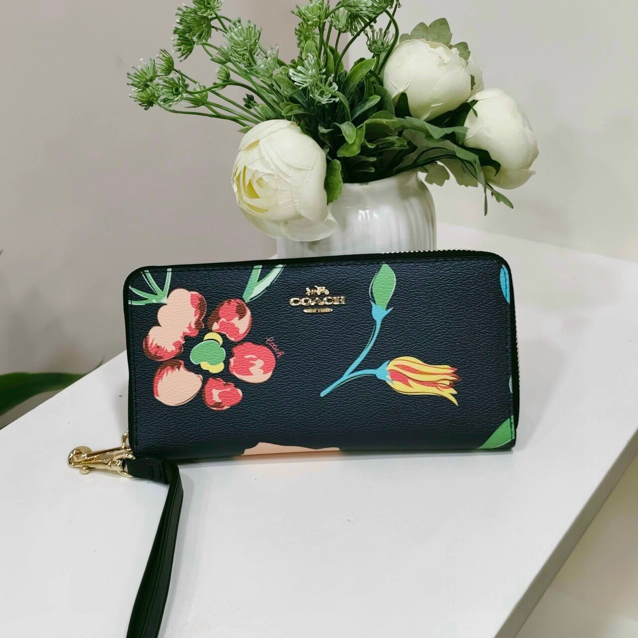 Ví nữ dài Long Zip hoạ tiết hoa