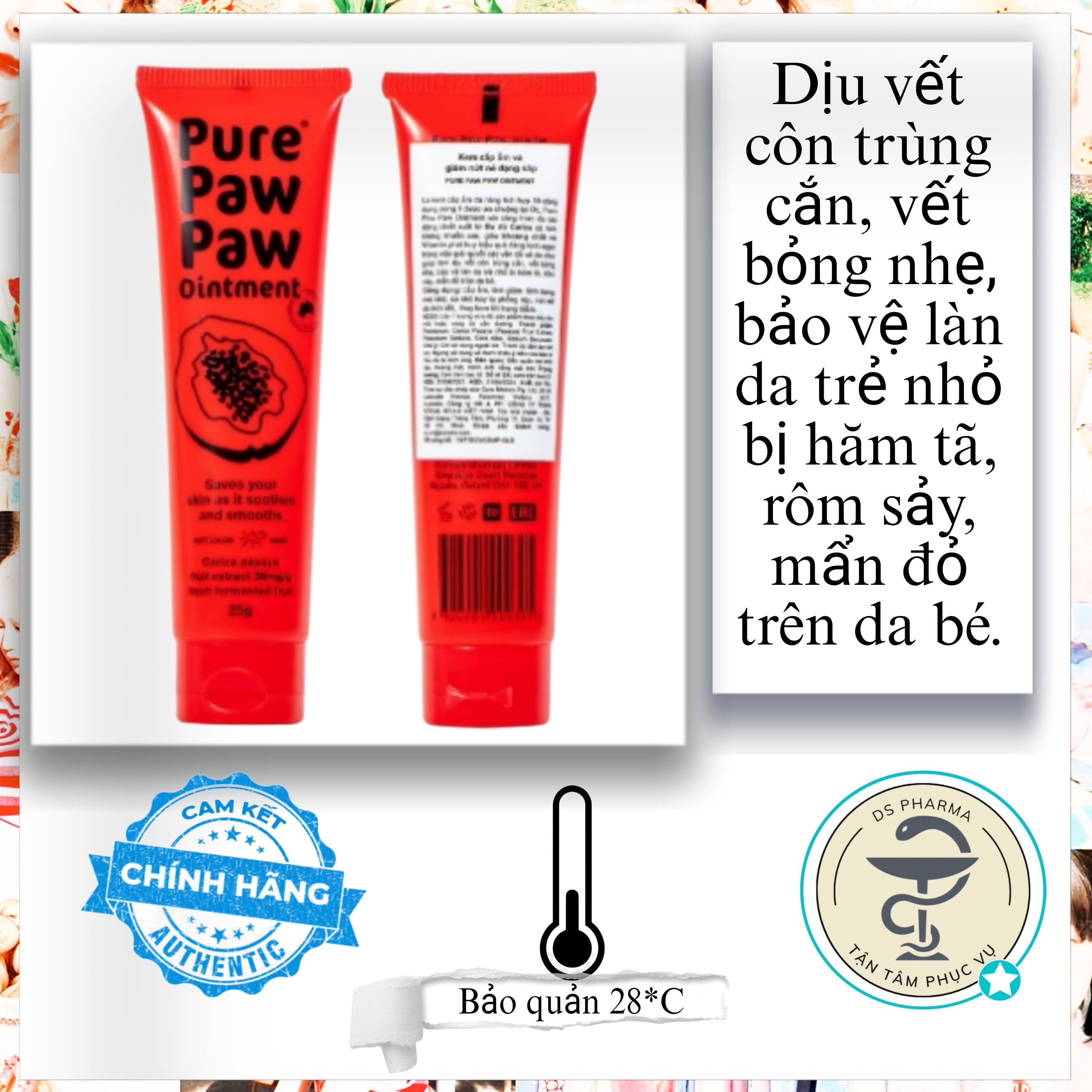 Kem Pure Paw Paw Ointment hỗ trợ dưỡng ẩm, giảm nứt nẻ, trị bỏng, côn trùng cắn (25g)