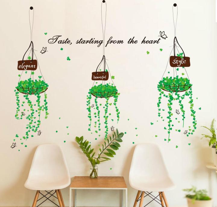 Decal dán tường giỏ hoa xanh DLX5176-flowerdecal- Decal dán tường cây xanh ,Decal dán tường hoa lá