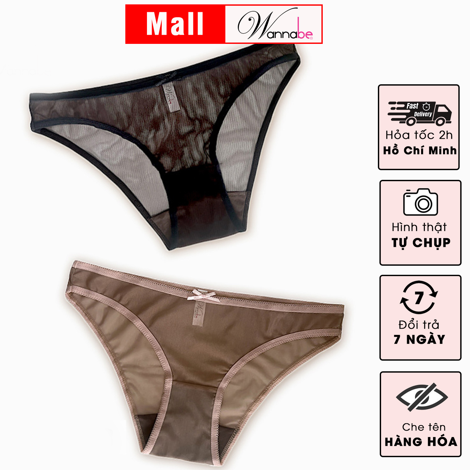 Quần lót lưới nữ cao cấp Wannabe QLL08 quần chíp lưng thấp đơn giản thoải mái