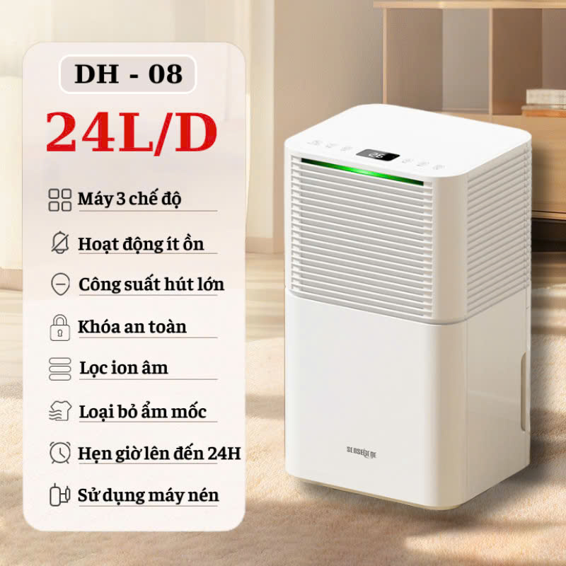 Máy Hút Ẩm Lọc Không Khí Bụi Mịn Công Suất Lớn 24ML/Ngày,Máy Hút Ẩm Ion Âm Rulax Nhiều Chế Độ Chống Nồm Chống Ẩm Phòng,Hỗ Trợ Diệt Khuẩn Trên Quần Áo Nấm Mốc Hàng Chính Hãng Bảo Hành 12 Tháng