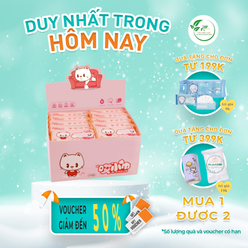 Khăn giấy ướt, khăn ướt bỏ túi 24 gói trong 1 hộp