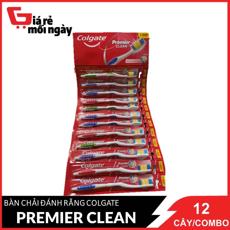 Nguyên lốc bàn chải đánh răng Colgate Premier Clean chải sạch tận kẽ răng 1 cây đơn X12