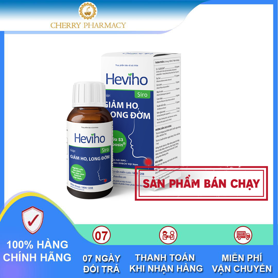 [HCM]Siro Heviho hỗ trợ giảm ho đau rát họng và long đờm 100ml